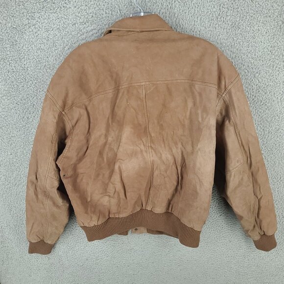 International Leather Collection Jacket Mens Medium Brown Bomber Full Zip - Picture 7 of 13
